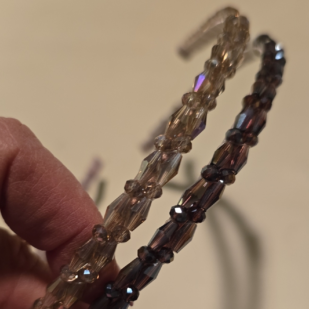 NWT Beautiful Ann Taylor Beaded Headband Set in Champagne and Smoky Brown